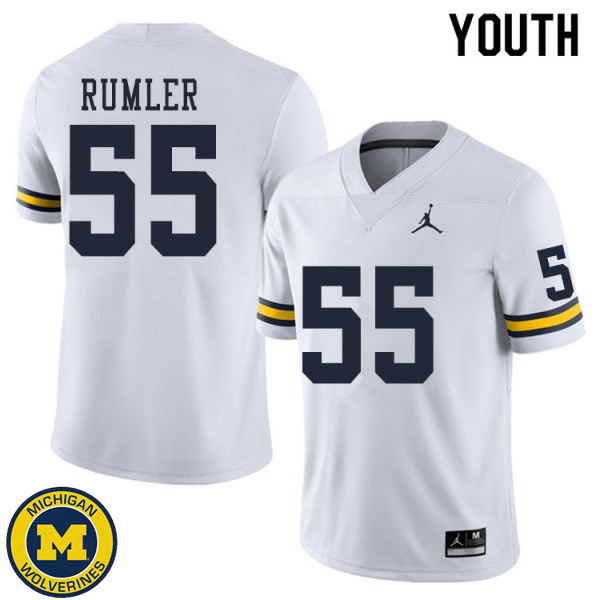 Youth Michigan Wolverines #55 Nolan Rumler White Fashion Football Jersey